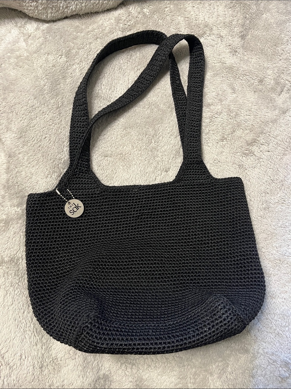 The Sak Black Crochet Shoulder Tote